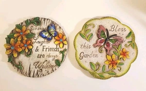 Pietre gradini decorazione giardino per giardino o patio farfalle fiori lotto di 2 - Foto 1 di 16