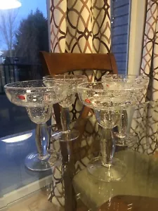 Crate & Barrel Zazz Millefiori Blown Glass Margarita Cocktail Glasses Set of 4 - Picture 1 of 14