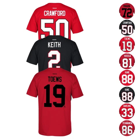 Chicago Blackhawks NHL Reebok Player Name & Number Premier Jersey T-Shirt Men's Cover