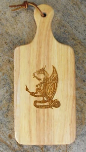 Celtic Dragon Cutting Board With Handle 13" x 5 1/2" x 3/4" Small Cheese Board - Picture 1 of 4