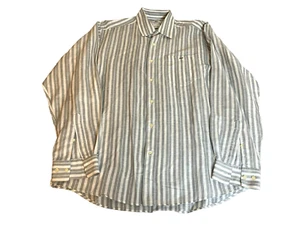 Camisa Lacoste Adulto 42 2XL Gris Blanco Rayas Bolsillo Caimán Logo Francia Hombres - Imagen 1 de 8