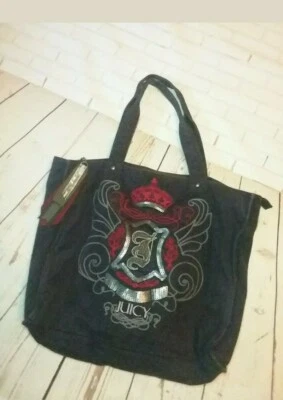 NUEVO SIN ETIQUETAS Auténtico Juicy Couture Denim Bolso de Hombro Lentejuelas Cartera Bolso de Mano Corona Foto 1 de 4