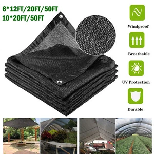 Sun Shade Cloth with Grommets for Plants Greenhouse Pergola Cover Canopy Black - Picture 1 of 25
