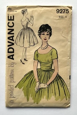 Vtg ADVANCE SEWING PATTERN #9275 Womens Misses Junior Dress Size 11 1960's Uncut - Image 1 of 4