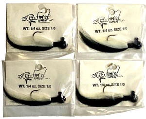 JUEGO DE 4 señuelos Jim's vintage 1/4 oz mofeta tamaño 1/0 plantilla bucktail hecha a mano EE. UU. - Imagen 1 de 14