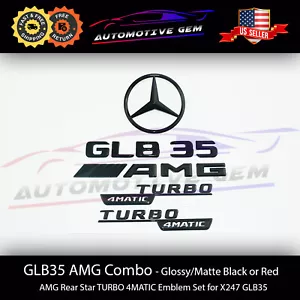 GLB35 AMG TURBO 4MATIC Emblema Estrella Trasera Negro Letra Insignia Set para Mercedes X247 - Imagen 1 de 3