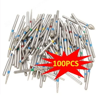 100 piezas DIA-BURS pieza de mano de alta velocidad FG 1,6 mm fresas de diamante para dentales 158 tipos Foto 1 de 4