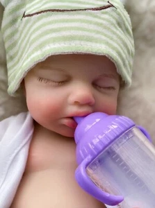 Silicone Baby Painted Doll Reborn Girl Open Mouth 13inch Full Body Soft Gift New - Picture 1 of 21