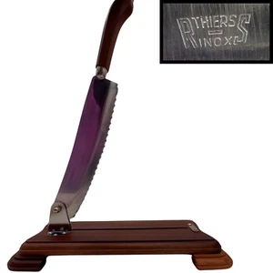 Coltello tagliapane francese vintage baguette ghigliottina lama seghettata da collezione - Foto 1 di 12