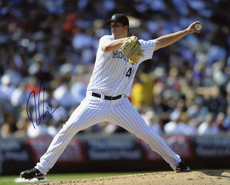 FOTO 8X10 AUTOGRAFIADA AUTOGRAFIADA DE DREW POMERANZ COLORADO ROCKIES CERTIFICADO DE AUTENTICIDAD Foto 1 de 1