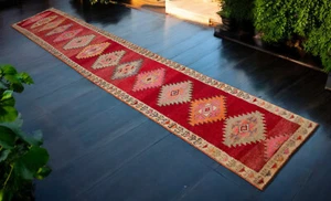 2x13 Runner Rug Hand Made Long Narrow Hallway Rug Low Pile. Actual 2.3 x 13.3 ft - Picture 1 of 11