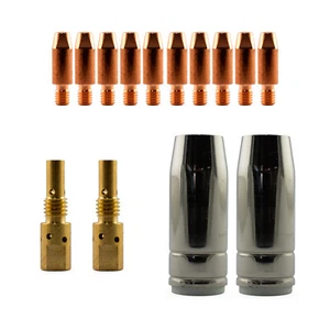 MIG MB25 Conical 14 Piece KIT- 0.8mm - Binzel Style - Shroud - Contact Tip SB25 - Picture 1 of 6