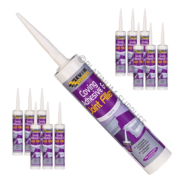 12X EVERBUILD COVING ADHESIVE WHITE JOINT FILLER 310ML POLYSTYRENE PLASTER
