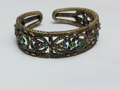 Pulsera Monet Brazalete Latón Antiguo Tono Estrás Flexible *Faltan Piedras Foto 1 de 4