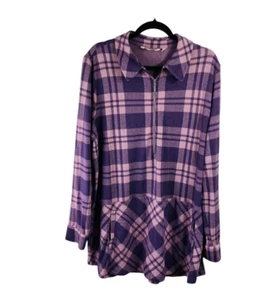 Suéter túnica Soft Surroundings para mujer 1X púrpura rosa a cuadros bolsillos Lagenlook - Imagen 1 de 8