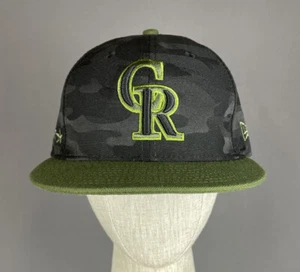 New Era Colorado Rockies Green Camo 59Fifty Size:7 1/8 Hat Cap USA - Picture 1 of 7