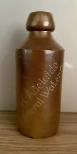 Port Adelaide Mineral Water Co Dark Brown Stone Blob Top Ginger Beer Bottle - Picture 1 of 7