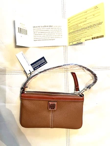 NWT Dooney & Bourke Pebble Grain Large Slim Wristlet COLOR CARAMEL - Picture 1 of 13