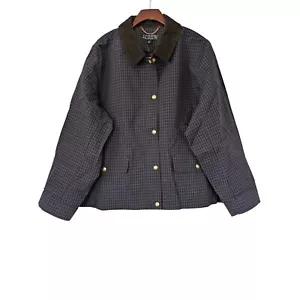 J. Crew Plus Short Barn Jacket in Plaid Cotton Women 3X Navy Tan NWT CC957 - Picture 1 of 7