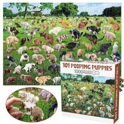 1000 Pieces Jigsaw Puzzle 101 Pooping Puppies Dogs Pooping Puzzles Funny Toy AU - image 1 of 4
