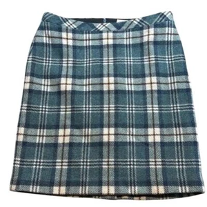 Nuovo L.L. Gonna a quadri Bean Favorite Fit misto lana blu panna Academia Preppy 10R - Foto 1 di 7