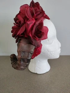 Halloween Costume Cosplay Ram Horns & Red Roses  Headband Mardi Gras Gothic Evil - Picture 1 of 11