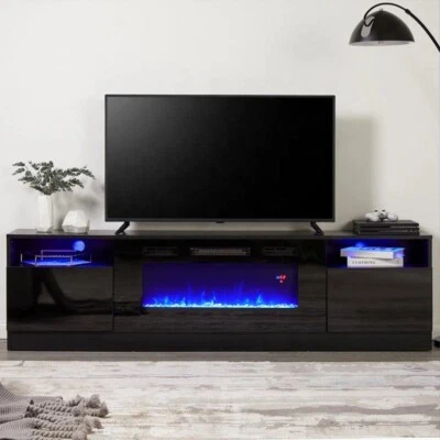 KOMORE Electric Fireplace TV Stand Recessed 12 Color Overheat Protect Storage UK - Image 1 of 4