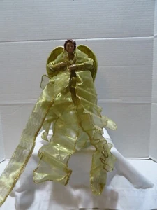 GOLD TREETOP/FREESTANDING ANGEL W/PLASTIC WINGS, HEAD & HANDS 12" A5 - Picture 1 of 6