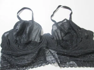 Free People Talla 36C Negro Con Aros Sin Forro Correas Ajustables Encaje Íntimo - Imagen 1 de 7