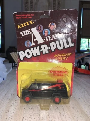 VINTAGE A-TEAM POW-R-PULL ACTION VAN ON CARD 1/48 ERTL 1983 - Image 1 of 4