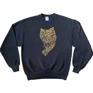 Vintage Jerzees Sportswear Leopard Crew neck sweater shirt M USA Flashy Wildlife - Bild 1 von 7