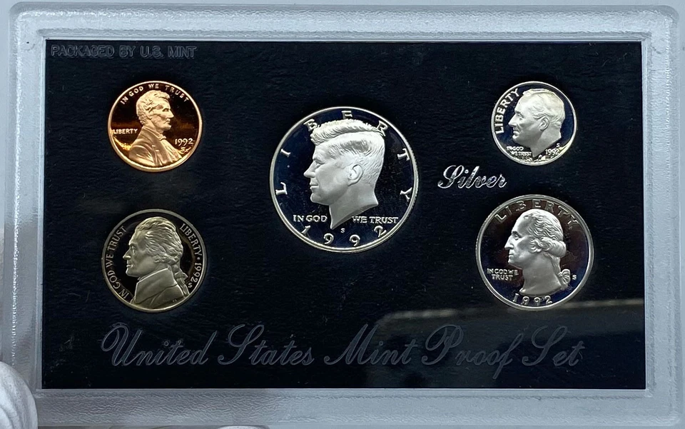 1992 S United States of America US Mint PROOF COINS Set w SILVER TYPES i121205 - Image 1 of 4
