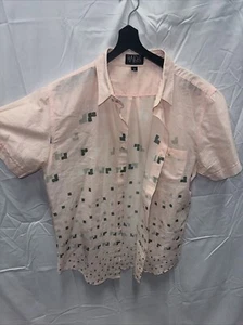 Haight Ashbury Pink Geometric Button Up T Shirt Men’s Medium - Picture 1 of 9