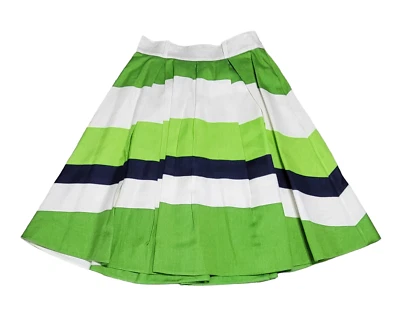 Kate Spade Womens Green White Striped Lilith Skirt Pleated Lined Size Zip Size 2 - Image 1 of 4
