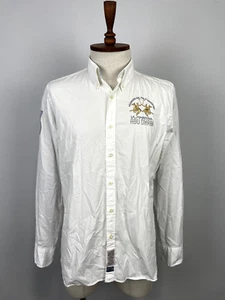 LA MARTINA Buenos Aires ABU DHABI 3 White Men's Long Sleeve Polo Shirt Sz L - Picture 1 of 23
