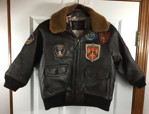 TopGun US NAVY Cockpit Top-Gun Aviator G-1 Bomber Flight Leather Jacket Toddler - Picture 1 of 11