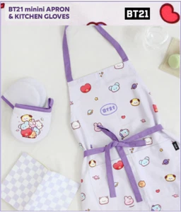 BTS BT21 Minini Küchenschürze, Ofenhandschuh Baumwolle offiziell authentisch + Spur - Bild 1 von 13