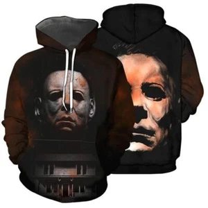 Michael Myers Face 3D HOODIE US SIZE ALL OVER PRINT FATHER DAY GIFT BEST PRICE - Picture 1 of 3