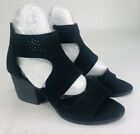 Nature Breeze Perforated Cut Out Heeled Nubuck Booties Womens Size US 6 Black