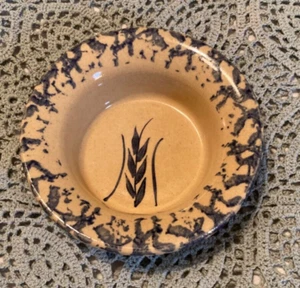 Roseville Pottery RRP Co. Ohio Blue Sponge Wheat Dip Bowl 6” - Picture 1 of 6