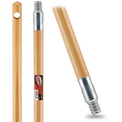 Libman 1” Hardwood Broom Handle with Zinc Screw-in 60 in. Length Brown Wood
