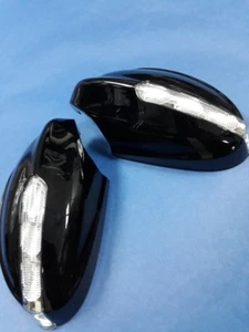 2 BLACK DOOR MIRROR COVERS + LED TURN SIGNALS FOR 2005-2008 BMW E90 E91 3-SERIES - Picture 1 of 7