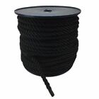 12mm Black 3 ST Nylon Anchor Rope On A Reel With Heat Sealed Ends Select Length