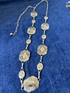 Long Western Concho Necklace/Belt Silver Tone Adjustable 42” - Picture 1 of 8
