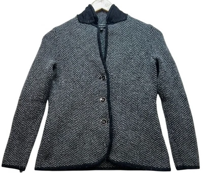 Suéter Blazer Talbots Para Mujer Lana Merino Botón Frontal Talla P Gris Espiga Foto 1 de 4