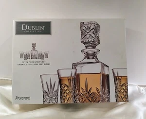 Godinger 7pc Dublin Crystal Spirits Decanter and Shot Glass Set - NEW Macys - Picture 1 of 11