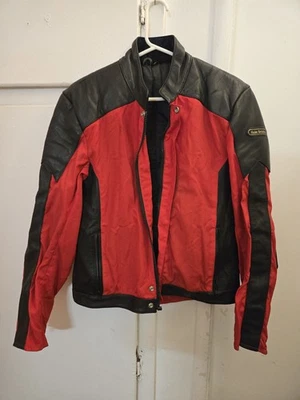 Vintage Hein Gericke Leather Red & Black Motorcycle Jacket Size L  ( NO Zipper ) - Image 1 of 4