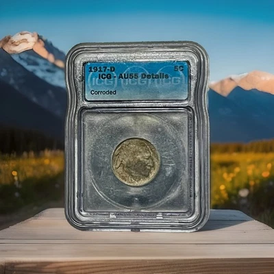 1917 D Buffalo 🦬 Nickel AU55 Details ICG Graded and Certified  - Image 1 of 4