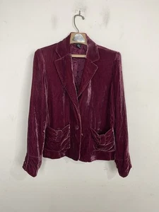 Spenser Jeremy Womens Blazer Large Pink Velvet Fairy Coquette Silk Gothic Whimsy - Picture 1 of 8