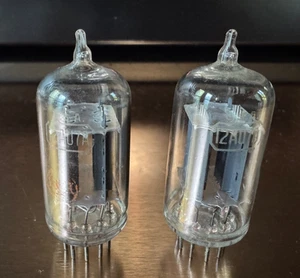 Pair of  RCA 12AU7A/ECC82 Vacuum Tubes Side D Getter Clear Top Strong Gm tested - Picture 1 of 6